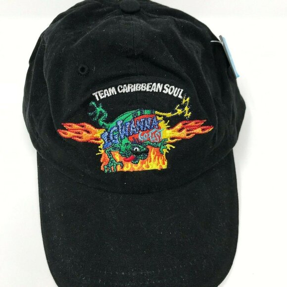 Team Caribbean Soul Baseball Hat Cap Igwanna Go Fast Black Embroidered NWT - Picture 2 of 5